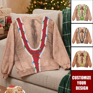 Hairy Chest Christmas For Men, Funny Suspenders Fake Gag Gift- Personalized Sweater