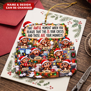 Funny Coworker Bulk Gifts - Monkey Circus, Gag Gifts For Team - Personalized Ornament