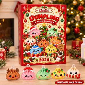 Personalized Dumpling Advent Calendar 2026, 24 Mini Christmas Countdown ornaments