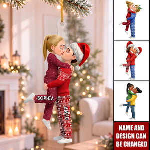 Christmas Decor Featuring a Kissing Couple – Personalized Ornament