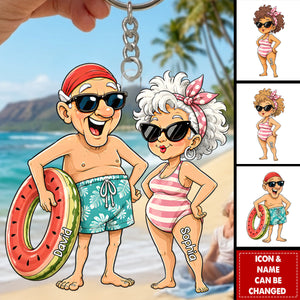 Funny Old People Swim - Personalized Acrylic Keychain