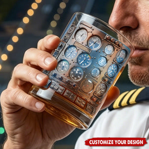 Pilot Cockpit Round Glass, Personalized Gifts For Pilot