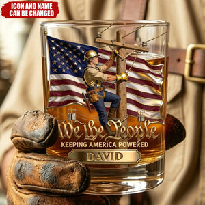 Keeping America Powered Whiskey Glass - Personalized Gifts For Lineman