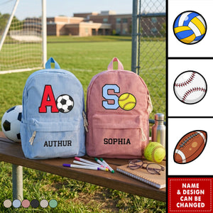 Custom Name, Sports For Back To School For Kids - Personalized Backpack