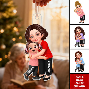Endless Love Grandma Hugging Grandkid - Personalized Acrylic Ornament - Christmas Gift For Grandkids, Grandma