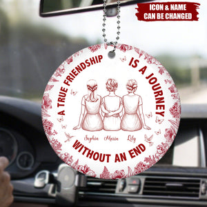 Our Laughs Are Limitless Our Friendship Is Endless Toile De Jouy - Personalized Ceramic Ornament