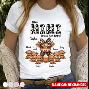 This Mama Grandma Loves Her Herds – Cozy Fall Vibe Personalized Highland Cow Family Shirt