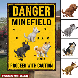 Custom Home Decor Metal Sign - Personalized Birthday Gifts For Dog Lovers, Dog Dad And Mom - Poop Zone In Progress