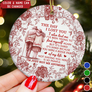 The Day I Lost You, Floral Couple Design, Custom Ceramic Ornament, Gift For Family and Loved Ones