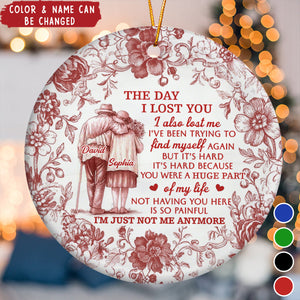 The Day I Lost You, Floral Couple Design, Custom Ceramic Ornament, Gift For Family and Loved Ones