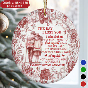 The Day I Lost You, Floral Couple Design, Custom Ceramic Ornament, Gift For Family and Loved Ones