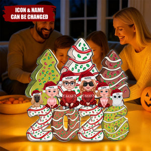 Christmas Tree Cake Family Personalized LED Light Box