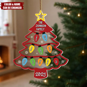 Christmas Tree With Led Lights Custom Family Name - Personalized Acrylic Ornament
