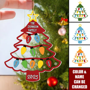 Christmas Tree With Led Lights Custom Family Name - Personalized Acrylic Ornament