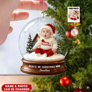 Baby Christmas With Santa Suit - Personalized Acrylic Ornament