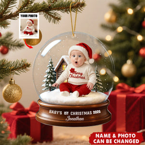 Baby Christmas With Santa Suit - Personalized Acrylic Ornament