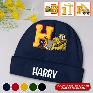 Alphabet Construction Vehicles - Personalized Kid Beanie Hat