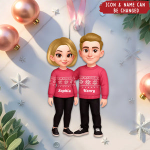 Personalized Acrylic Ornament - Christmas Gift For Couple, Husband, Wife