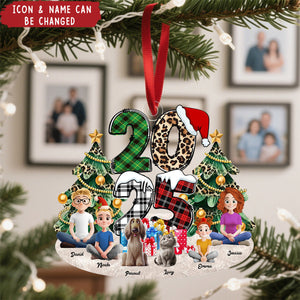 Family Sitting 2025 Cartoon Version - Personalized Acrylic Ornament