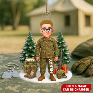Proud Soldier - Personalized Acrylic Ornament - Special Chritsmas Gift For The Brave Soldier