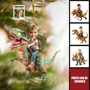 Adventure Riding Dinosaur - Favorite Dino For Kids - Personalized Acrylic Photo Ornament