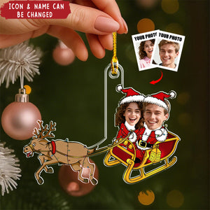 Couple Funny Elf - Personalized Acrylic Photo Ornament