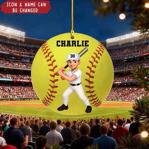 Baseball Softball Girl Boy - Personalized Acrylic Ornament - Christmas Gift For Daughter, Gift For Son
