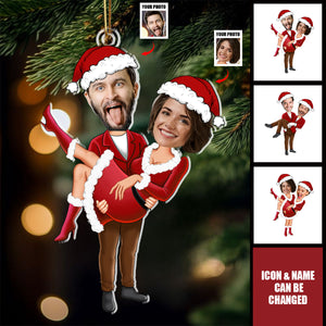 Couple Santa Clauses - Personalized Acrylic Photo Ornament