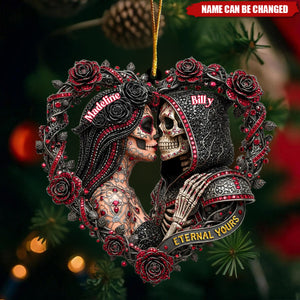 Personalized Skull Couple Acrylic Ornament, Gift For Couples