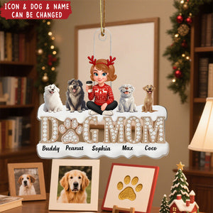 Christmas Dog Mom - Personalized Acrylic Ornament - Gift For Dog Lovers