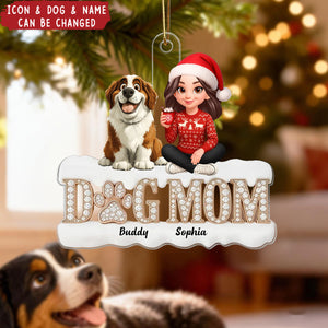 Christmas Dog Mom - Personalized Acrylic Ornament - Gift For Dog Lovers
