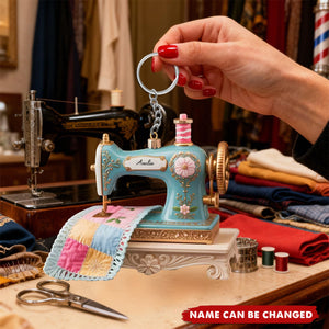 Sewing Machine Quilter Personalized Acrylic Keychain - Seamstress Gift