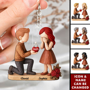 Couple Marriage Proposal - Personalized Keychain - Newly Engaged Gift, "She Said Yes!", Just Engaged Gifts for Couples