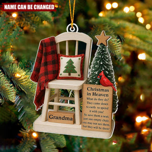 Christmas In Heaven Save A Seat - Personalized Acrylic Ornament - Christmas Memorial Keepsake For Family