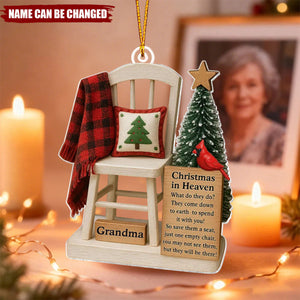 Christmas In Heaven Save A Seat - Personalized Acrylic Ornament - Christmas Memorial Keepsake For Family