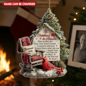 Memorial Chair On Christmas - Personalized Acrylic Ornament - Christmas Memorial Keepsake For Family