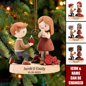 Couple Marriage Proposal Engagement 2025 - Personalized Acrylic Ornament - She Said Yes Keepsake