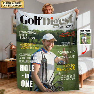 Golf Digest Magazine Personalized Blanket, Golfer Magazines Photo, Unique Gift For Golfer