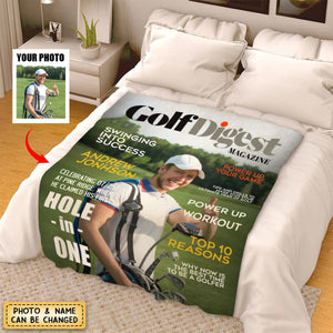Golf Digest Magazine Personalized Blanket, Golfer Magazines Photo, Unique Gift For Golfer