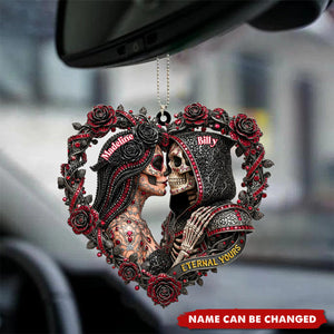 Personalized Skull Couple Acrylic Car Ornament, Gift For Couples