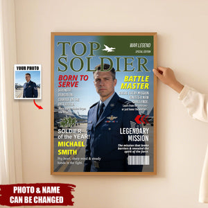 Army Gift Soldier Custom Magazine Poster, Army Retirement Gift for Navy Marine Air Force, Army Gift for Him