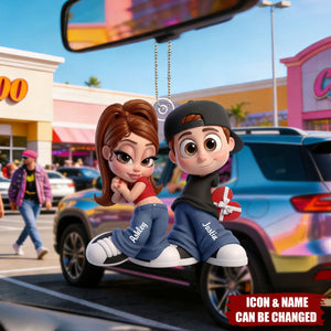 Y2K Couple - Personalized Car Ornament - Sentimental Valentine's Day Gift for him, for her