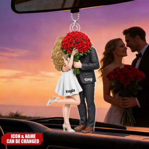 Forever Without Saying a Word Elegant Couple - Personalized Car Ornament - Valentine's Gift For Him, For Her, For Couple