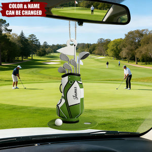 Colorful Golf Bag - Personalized Acrylic Car Ornament - Gift for Golf Lovers