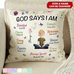 Kid Birth Flower God Says I Am - Personalized Pillow