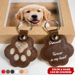 Personalized Pet Fur Keepsake Keychain - I'm always with you - Dog Hair Memorial Holder, Leather Pouch for Pet Loss Gift