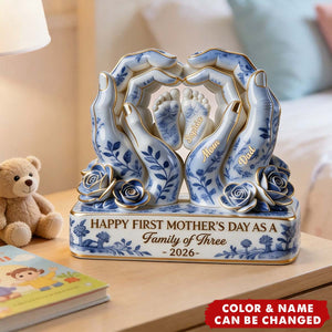 Toile De Jouy Family First Mother's Day Plaque - Personalized Gifts For Moms