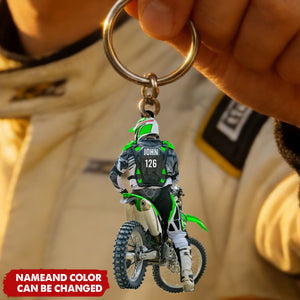 Personalized Motocross Racer Acrylic Keychain