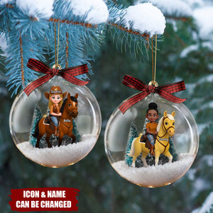 Girl Riding Horse - Personalized Snow Globe Ornament