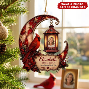 Custom Photo Memorial Christmas ornament, Personalized Cardinal Memorial ornament